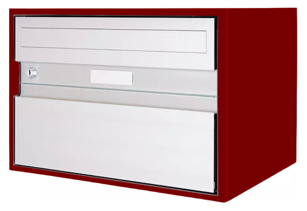 Briefkasten Huber Aluminium 300/400 rubinrot RAL 3003 Klassische Fornt
